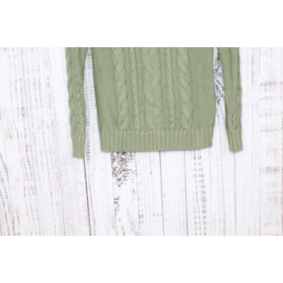 LL Bean Double L Cable Sweater Crewneck Bay Leaf Size Small - Picture 4 of 10